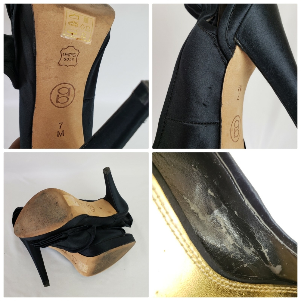 bebe Satin Ruffle Open Toe Platform Heels - Picture 7 of 8